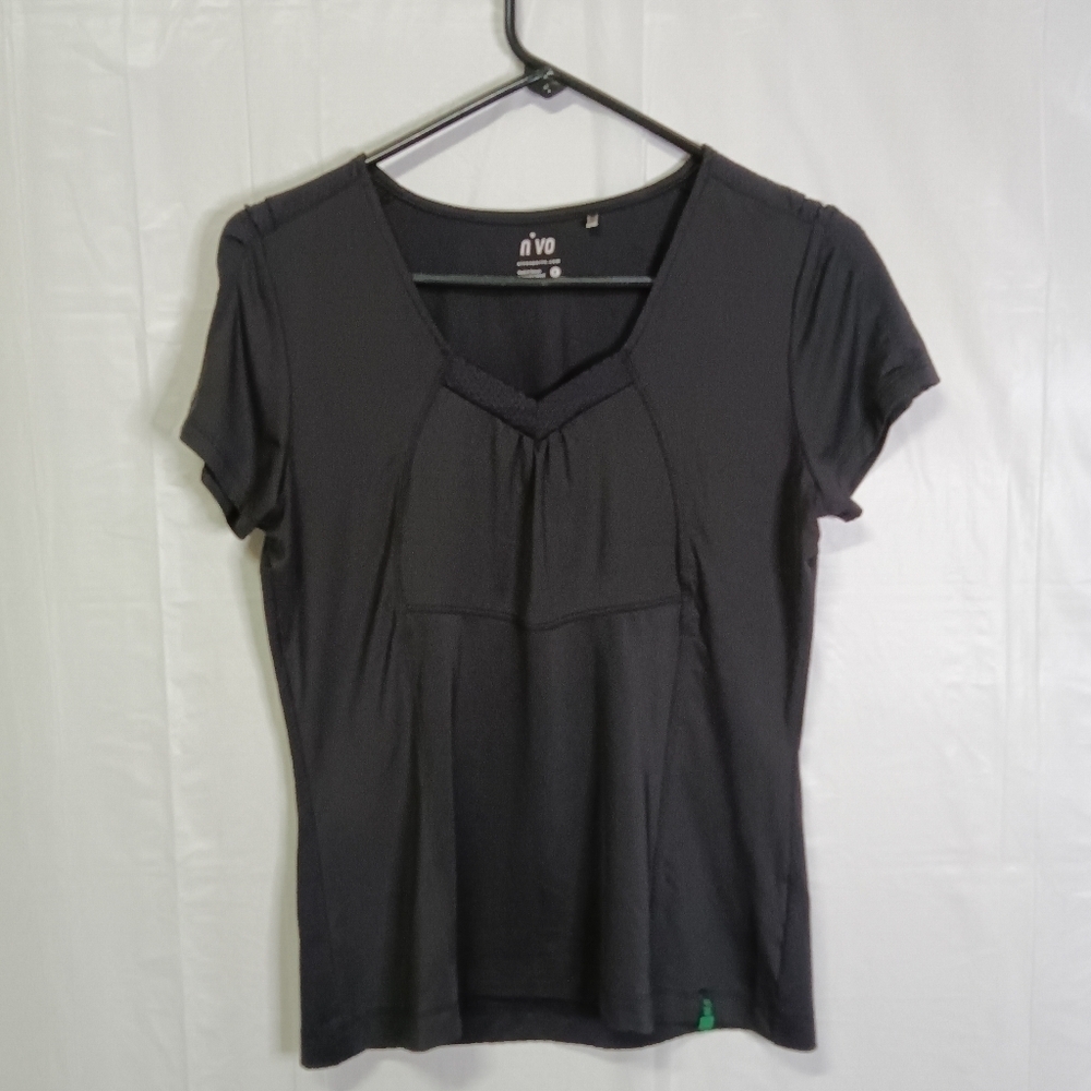 Nivo Womens Golf T-Shirt Black Short Sleeve V-Neck Size Small